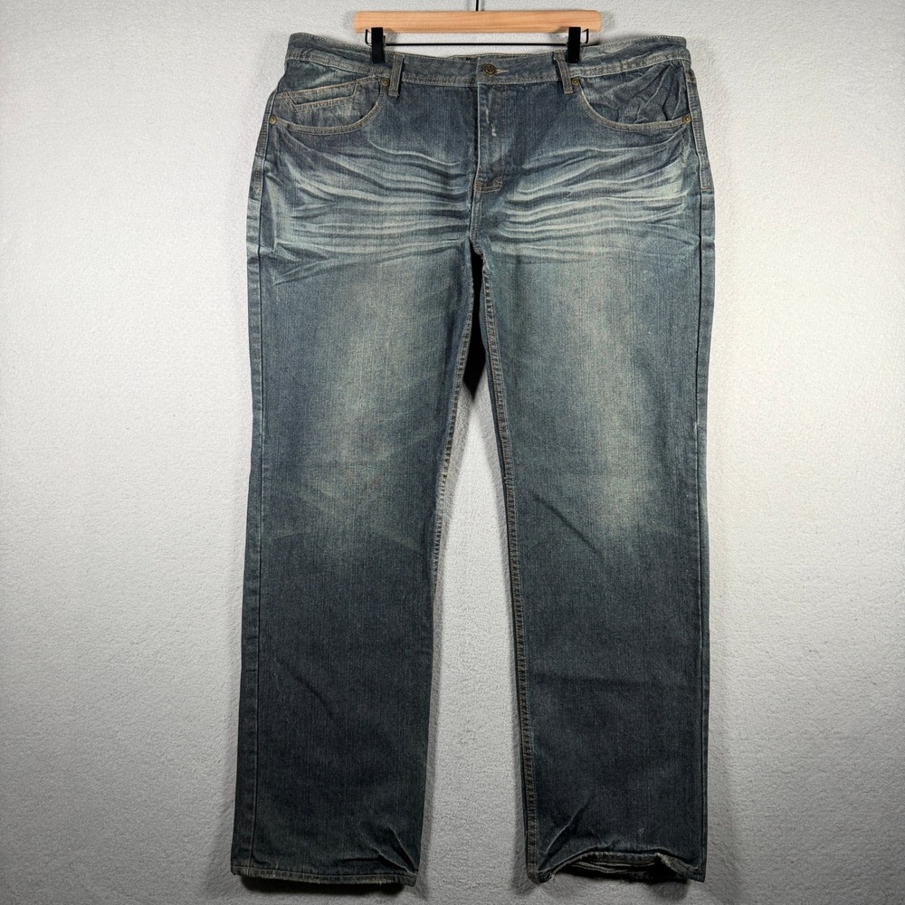 Jordan Craig Legacy Edition Grave Digger Jeans Mens 44x32 Blue Whiskered Denim